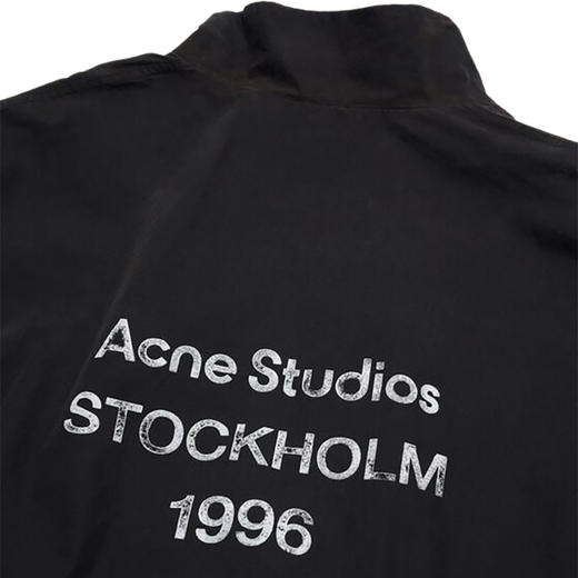 Acne Studios 2025春夏新品 男女同款1996系列徽标印花拉链做旧夹克外套 黑色 B90791 商品图5