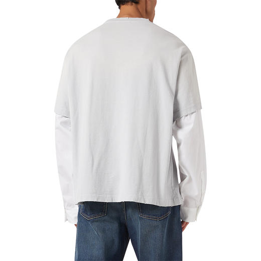 Acne Studios 2025春夏新品 男女同款宽松徽标印花做旧假两件长袖T恤 浅灰色 CL0322 商品图5