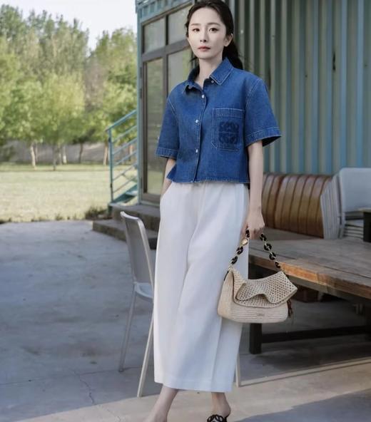 重磅渠道  贸易公司  ibiza系列白色抽绳松紧阔腿裤   anagram刺绣九分裤休闲阔腿裤 商品图0