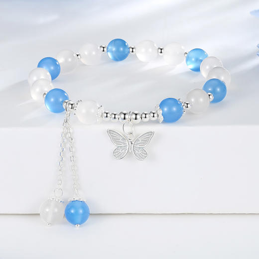 Winy925银蝴蝶效应石英岩玉手链配证书送女友闺蜜节日礼物 商品图0