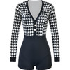 sisia2024新款泳衣女仙女范长袖防晒显瘦千鸟格绝美温泉连体泳衣SWS24-09A 商品缩略图7