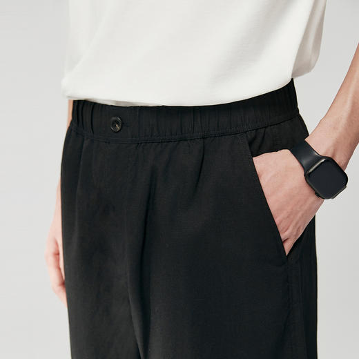 棉仓363818043-涤粘亚麻松紧腰宽松直筒裤 商品图3