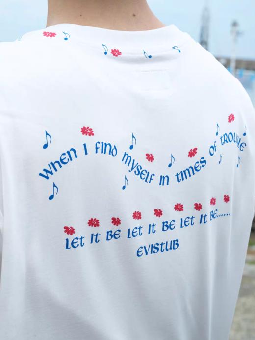 Evistub/E-5XDX635/全棉复古水浆字母印花T恤 商品图0