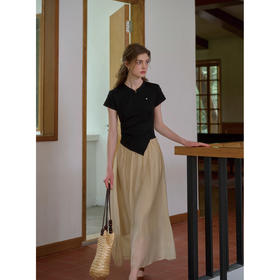 SimpleRetro新中式不对称假两件针织连衣裙女