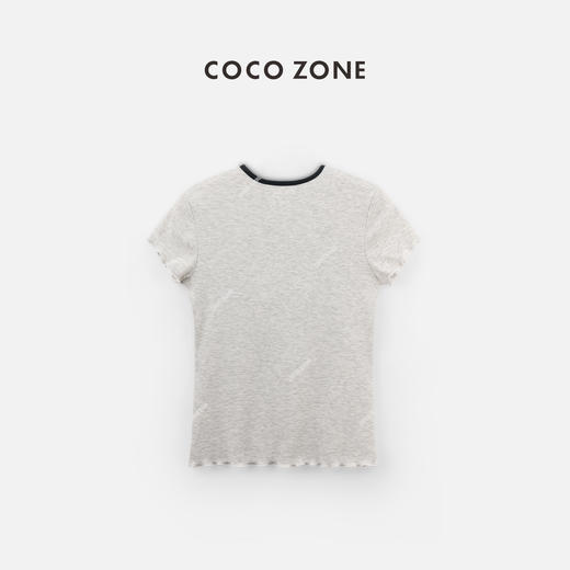COCO ZONE 刘一一 撞色简约修身显瘦圆领短袖T恤CC2A0405 商品图1