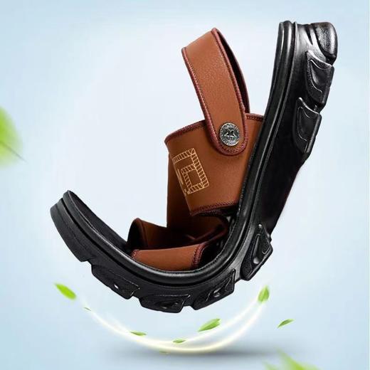 【一拖两穿❗️皮革凉鞋男士】每一步尽享舒适，厚底沙滩夏季外穿，爸爸防滑耐磨两用凉拖鞋男L 商品图2