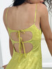 TR她热 极光琉璃 黄绿色缎面提花系带显瘦复古露背吊带连衣裙 商品缩略图0
