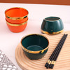 新品陶瓷色釉碗筷套装金边碗套装陶瓷碗套装绿釉婚庆回礼陶瓷礼品 商品缩略图3