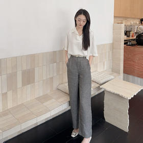 火桐hooton高定系列 智性格雷 比利时色织花纱亚麻月亮裤88056/88997