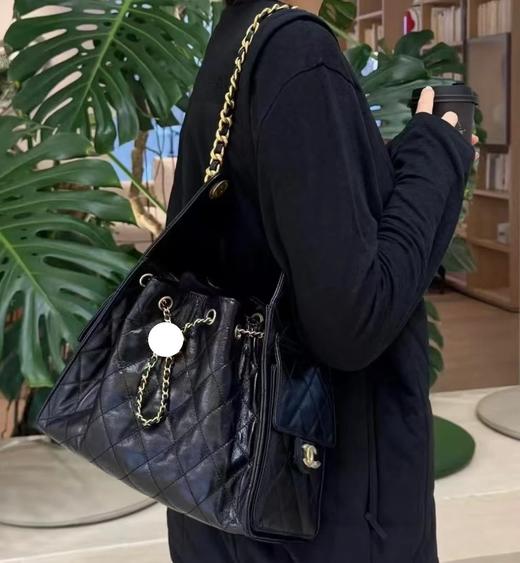 重磅！无补！25C黑金HOBO小号  油蜡皮多口袋吊床包  单肩链条包 商品图1