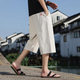 红览 新中式邹棉裤子夏季男士七分裤休闲裤K918