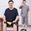 【中老年男士爸爸夏季开衫】短袖短裤棉绸套装 爷爷装人造棉家居服睡衣  商品缩略图0
