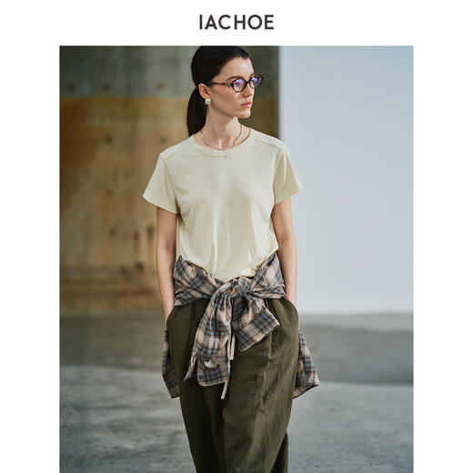 棉仓3631501019-IACHOE天丝亚麻两色T恤 商品图1