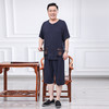 【中老年男士爸爸夏季开衫】短袖短裤棉绸套装 爷爷装人造棉家居服睡衣  商品缩略图1
