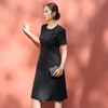 SZ2S50_漆黑_连衣裙_四季_圆领短袖斜排扣提花收腰通勤百搭_高级女装_BERNIEELEN 伯妮斯茵 商品缩略图1