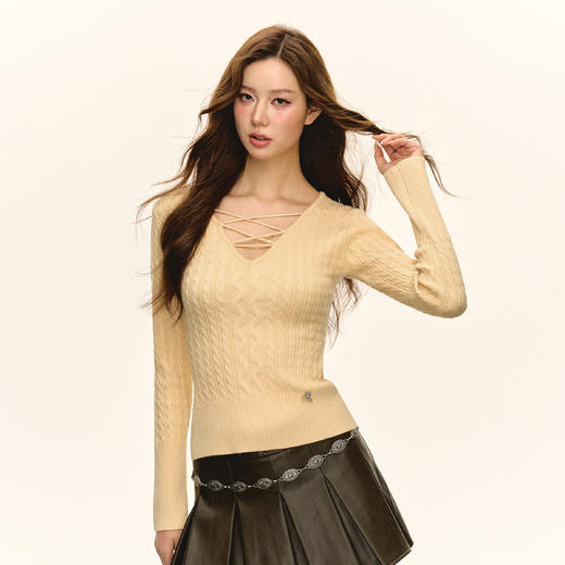 Ariseism 美式复古针织衫女2025春季新款内搭打底修身上衣 商品图3