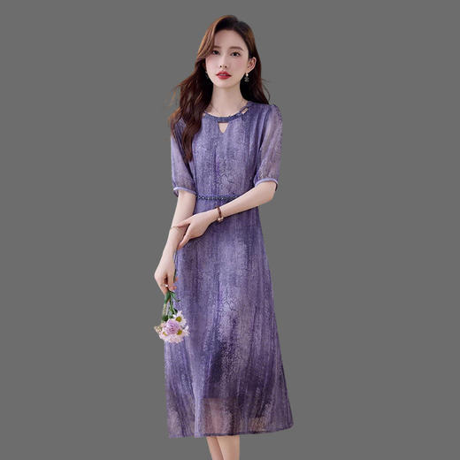 贵夫人法式气质，中长款轻薄阔太太好看裙子HR-YYG82971 商品图0