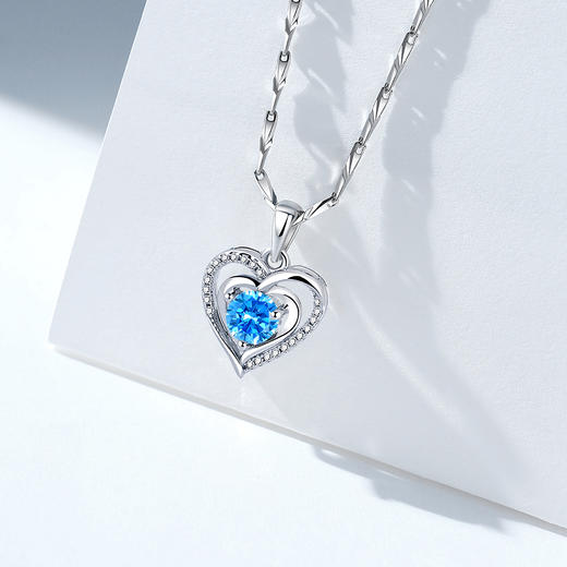 Winy999银心恋之蓝项链配证书送女友闺蜜节日礼物 商品图3