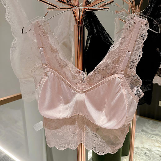 断码特惠！官网899~法式蕾丝Bra桑蚕丝混纺背心式文胸女 吊带内衣性感美背真丝 商品图9