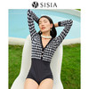 sisia2024新款泳衣女仙女范长袖防晒显瘦千鸟格绝美温泉连体泳衣SWS24-09A 商品缩略图0
