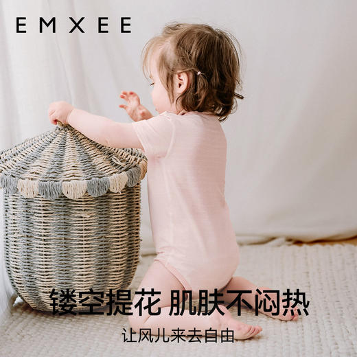 【宝宝服饰】嫚熙婴儿连体衣夏季薄款宝宝包屁衣透气网眼短袖爬服 商品图3