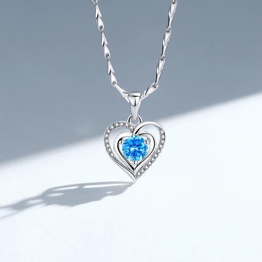 Winy999银心恋之蓝项链配证书送女友闺蜜节日礼物 商品图1