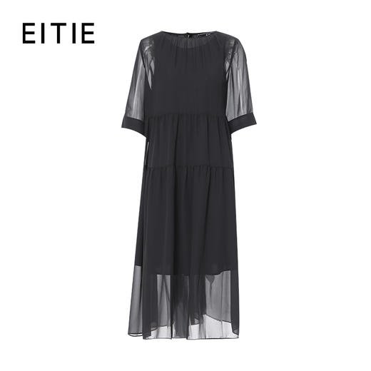 EITIE爱特爱宽松压褶拼接直筒显瘦连衣裙2025夏季新款8207952 商品图10