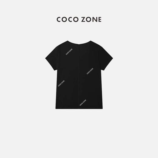 COCO ZONE 时尚圆领纯色T恤后中破缝拼接设计上衣 23C18536 商品图1
