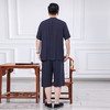 【中老年男士爸爸夏季开衫】短袖短裤棉绸套装 爷爷装人造棉家居服睡衣  商品缩略图3