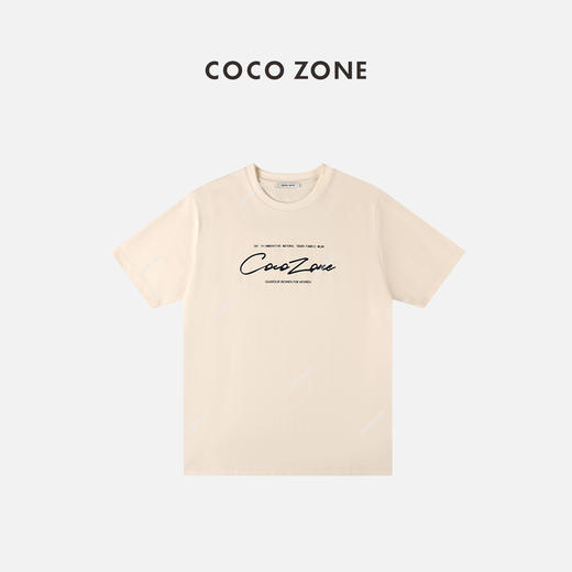 COCO ZONE 女士圆领纯色休闲印花字母时尚短袖T恤 23C18265 商品图0