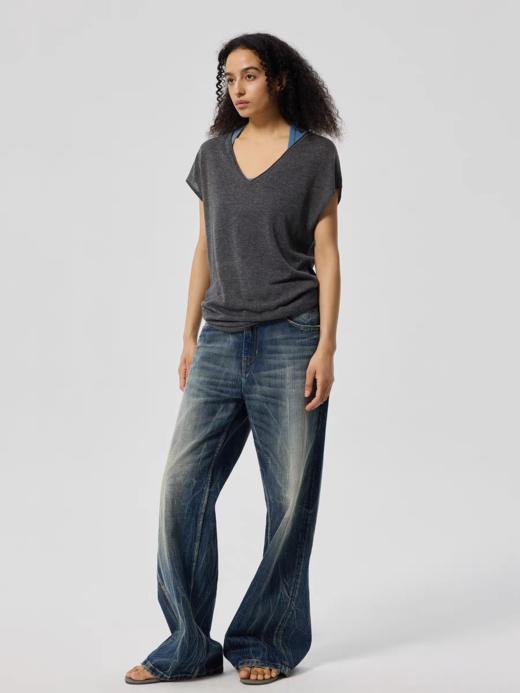 Simple Project/M25112/透感亚麻V领坎肩T恤 商品图2