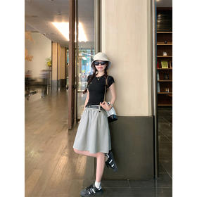 <曾小咸推荐>夏季a字中长款遮胯显瘦半身裙