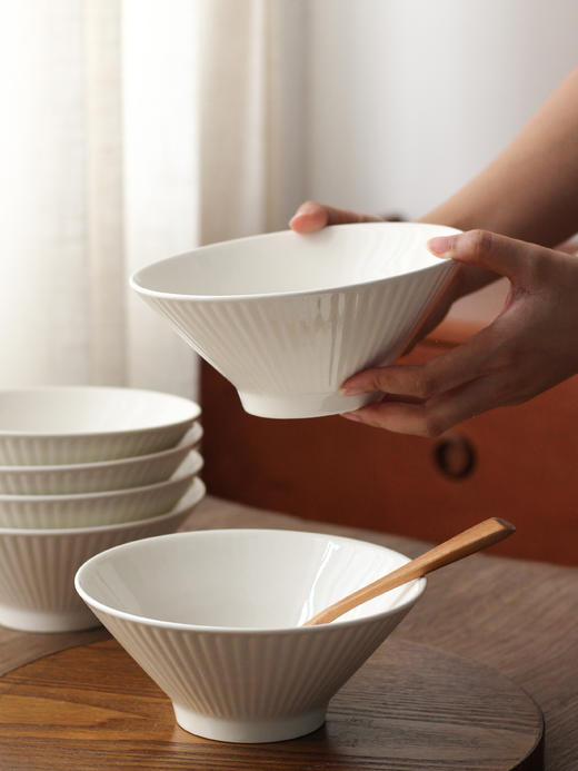 🔹紧急❗清亏❗29.9元到手6个❗【纯白 7英寸山田斗笠碗】品牌直发，✨集颜值与实用性于一体 ✅釉下彩工艺，1300°高温烧制，安全健康 商品图2