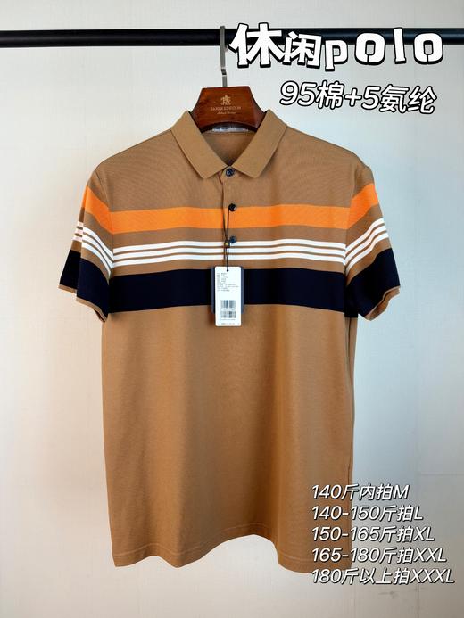 【1件/79 2件/150】占姆士男士夏季棉质条纹网状短袖POLO衫  一款3色 商品图4