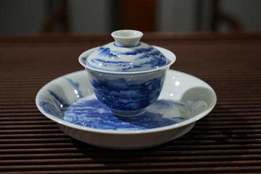 青花亭台楼阁盖碗壶承套组 商品图0