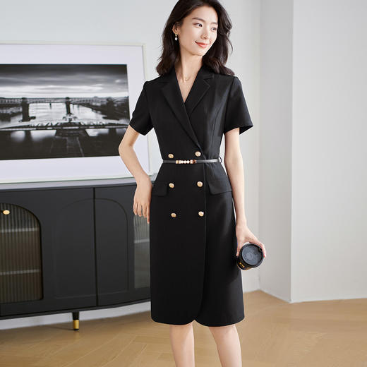 米思阳2025夏季新款通勤职业高端西装连衣裙时尚气质收腰裙子2143 商品图0