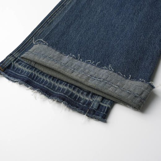 ROMI STUDIO长绒竹节棉复古蓝简约休闲喇叭裤牛仔裤421N6096 商品图4