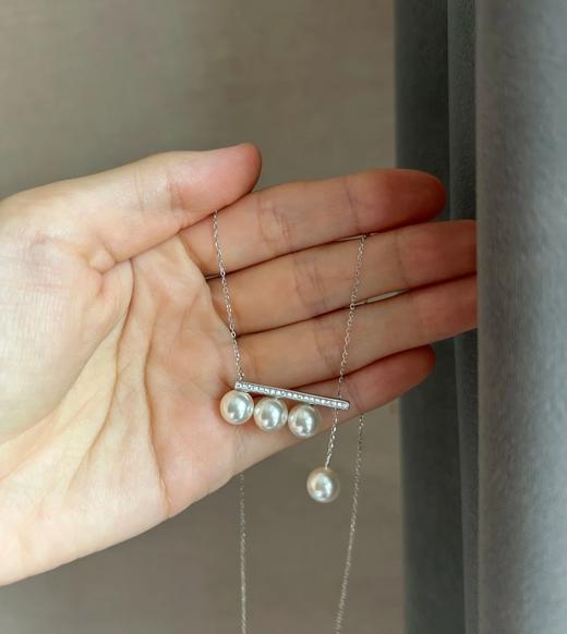 925纯银进口施华洛珍珠极光平衡木珍珠项链 商品图8