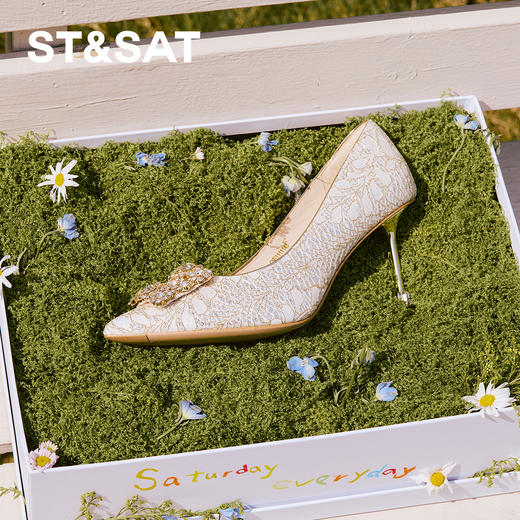 【8CM钻跟】星期六精致繁花扣尖头细高跟SSD3111145 商品图4
