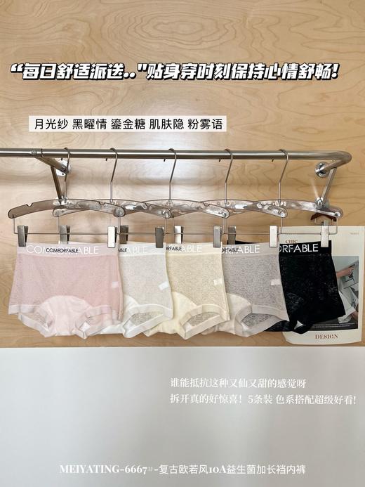 ✨半透蕾丝提花花纹面料 奢华美感高阶性感【复古欧若风10A益生菌加长裆内裤】高颜值英文字母印花点缀 舒适且时尚 无勒感不卷边 商品图9
