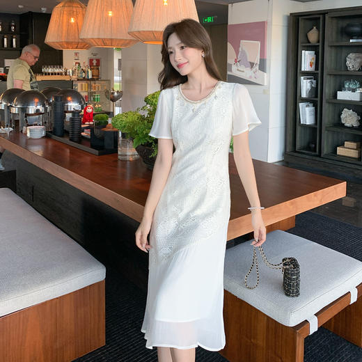 奢姿大码女装2025夏季法式波西米亚风连衣裙胖妹妹时尚拼接裙子9952821389 商品图1