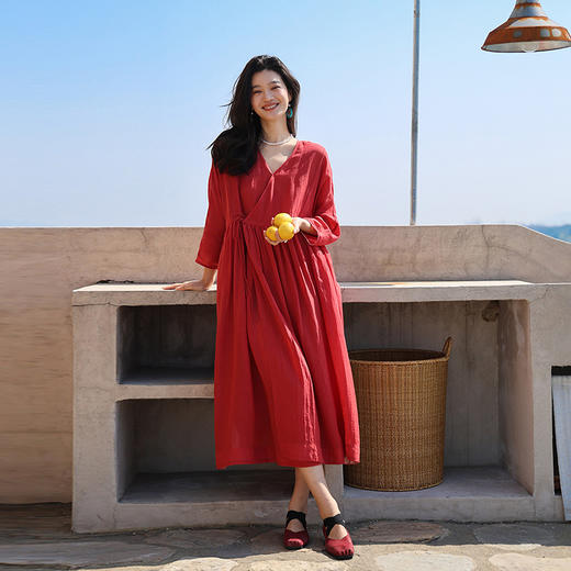 绽放旅行女装277朵/天丝苎麻两穿开衫连衣裙文艺百搭轻薄防晒舒适 商品图2