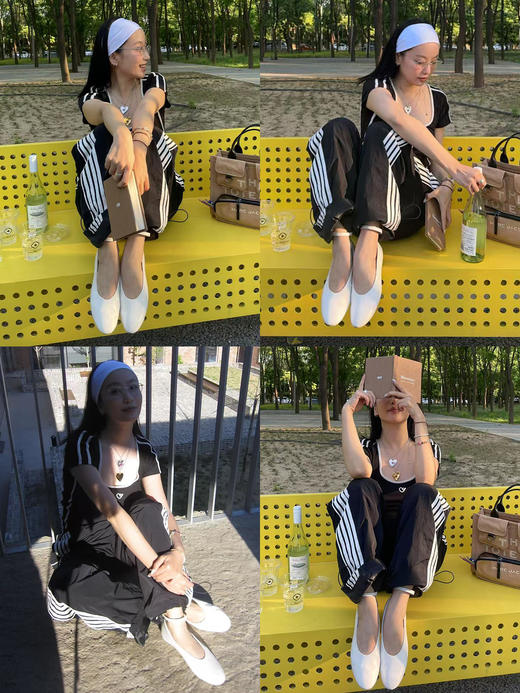 HIDEMI进口小羊皮极简设计感圆头可拆卸脚环平底鞋单鞋 商品图5