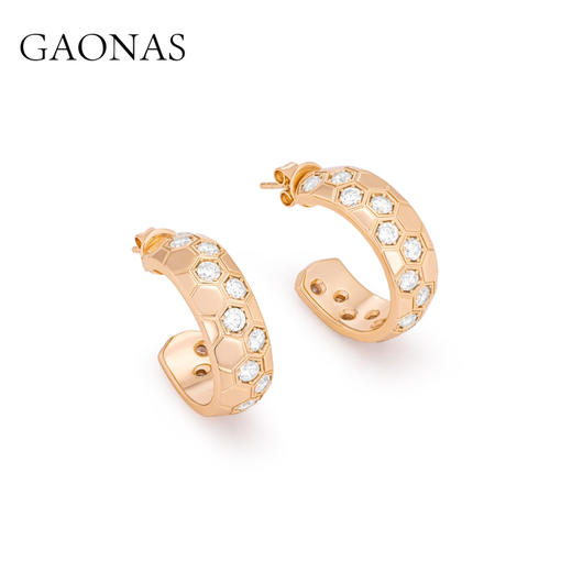 GAONAS 高纳仕耳饰 柏林热吻 时尚蜂巢金色耳环11420EGO 商品图1