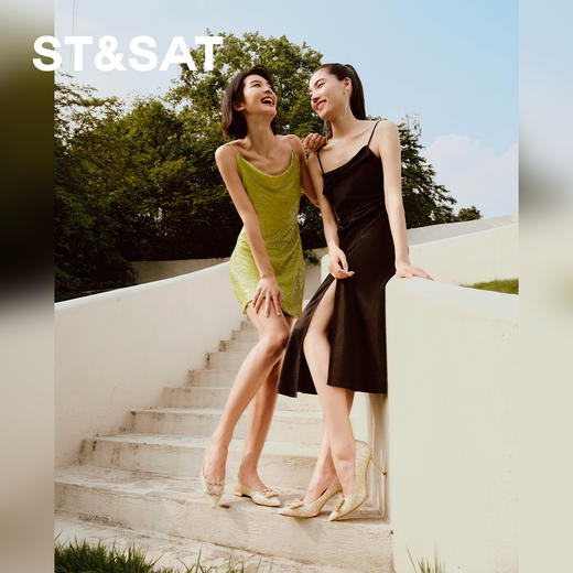 星期六华丽璀璨气质尖头粗跟单鞋SSD3111144 商品图3