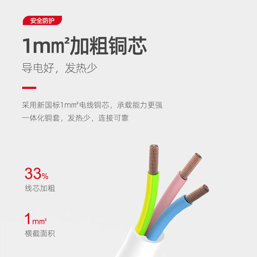 霍尼韦尔总控开关三位五孔延长线插座（1.2M）  HT3SKG 商品图4