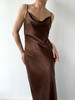 丝所｜S23C002 水晶斜裁荡领长连衣裙［ 黑 / 棕 ] 商品缩略图8