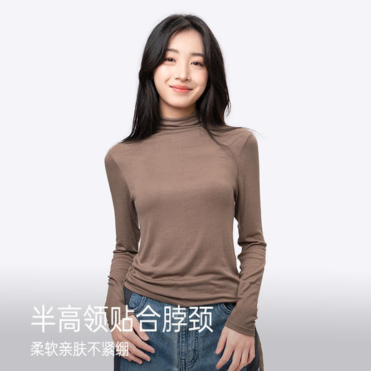 靴下物新款美利奴圆领套头羊毛长袖打底衫女薄款修身百搭纯色上衣 商品图2