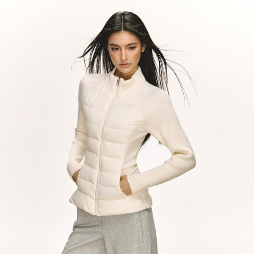 Ariseism 美式复古立领针织拼接羽绒服女秋冬新款修身上衣 商品图2