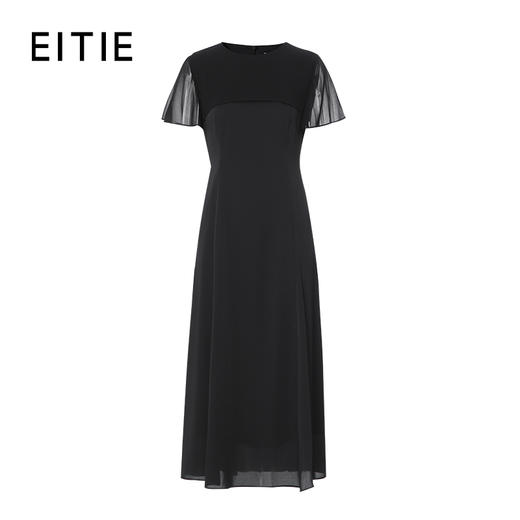 EITIE爱特爱气质优雅拼接修身显瘦黑色连衣裙夏季新款8207955 商品图6
